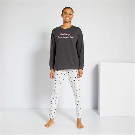 Pyjama Disney femme gris foncé gris allover Kiabi 18 00