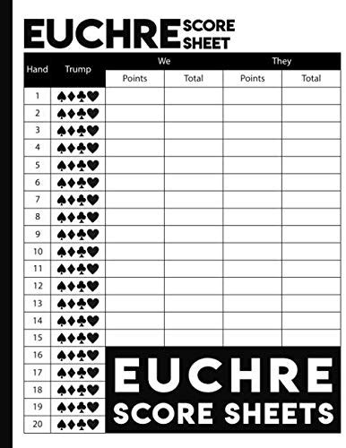 Euchre Score Sheets: 130 Large Euchre Score Cards. by BenPluto Publishing | Goodreads