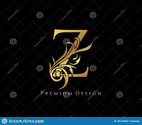 Luxury Gold Premium Z Letter Graceful Style Calligraphic Beautiful