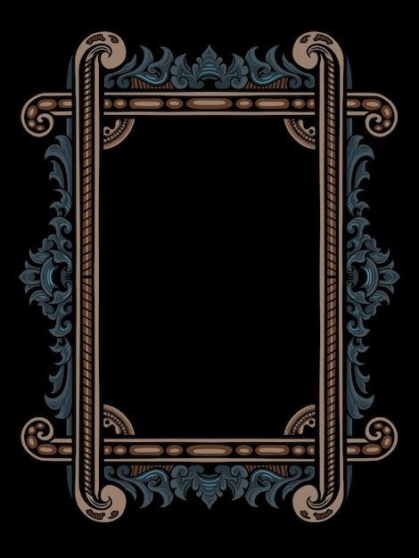 Premium Vector | Luxury retro vintage style dark art concept engraving frame design