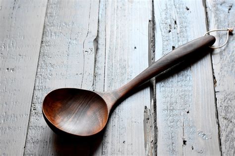 Wooden Ladle Wooden Spoon Handmade Serving Ladle Unique Wooden Etsy