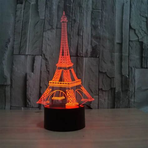 Creative D Illusion Eiffel Tower Table Lamp Glowing Colors Led Night