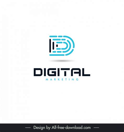 Digital Marketing Logo Flat Geometric Stylized Texts Lines Vectors