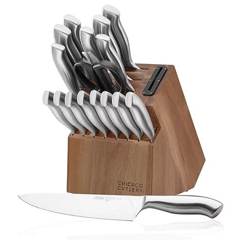 Chicago Cutlery Insignia 18 Pc Guided Grip Knife Block Set With Built