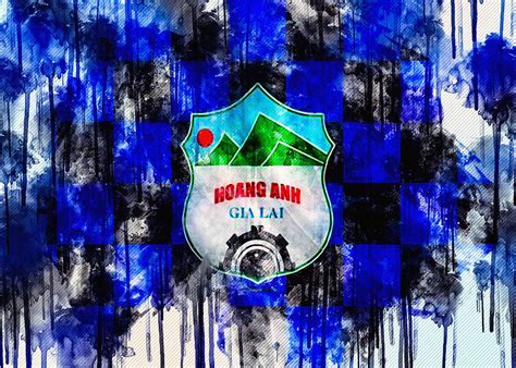 Hoang Anh Gia Lai Fc Logo Creative Art Black And Blue Checkered Flag Digital Art by Sissy ANGELASTRO