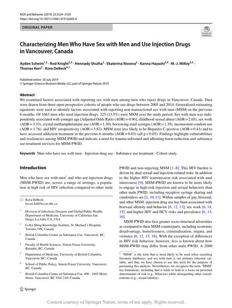 Characterizing Men Who Have Sex With Men And Use Injection Drugs In