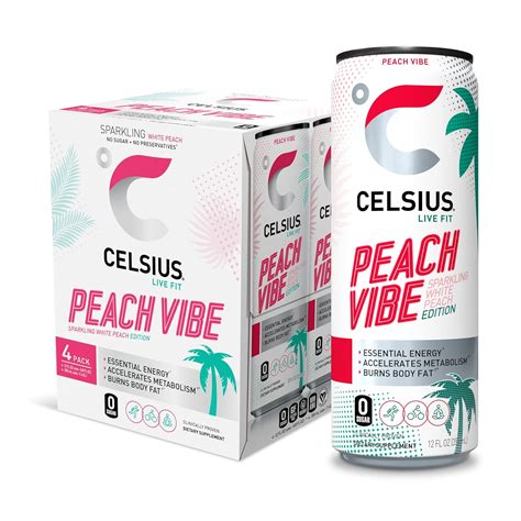 Buy CELSIUS Essential Energy Drink 12 Fl Oz Sparkling Peach Vibe Pack