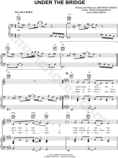 Red Hot Chili Peppers Under The Bridge Lyrics