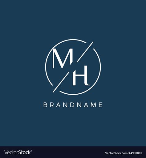 Initial Letter Mh Logo Monogram With Circle Line Vector Image