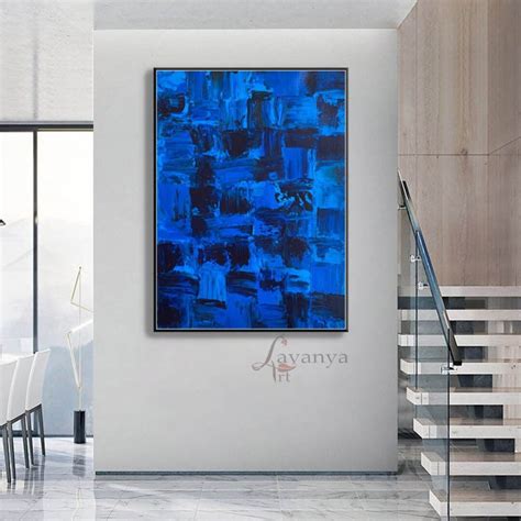 Dark Blue Painting Art Abstract Painting Original Artwork Large Wall ...