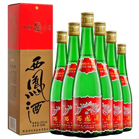 西凤酒55度高脖绿瓶（彩盒）凤香型白酒500ml 6瓶【价格 品牌 图片 评论】 酒仙网