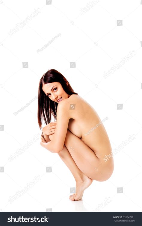 Nude Woman Squatting On Floor Stock Photo Shutterstock