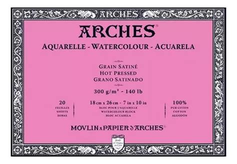 Block De Hojas Arches Acuarela 18x26 Grano Satinado 300g 20h