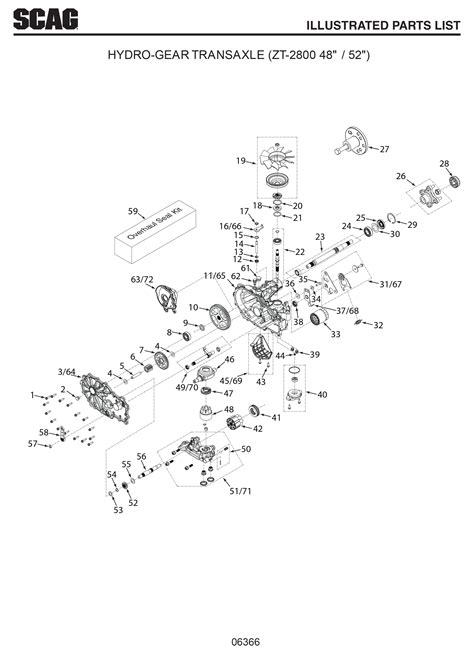 Szl 06366 48 And 52 Inch Hydro Gear Zt 2800 Transaxle S5400001 T5699999