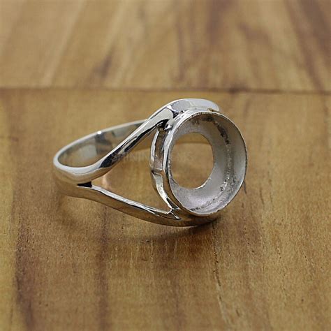 Sterling Solid Silver Ring Collet Mm Round Gemstone Etsy