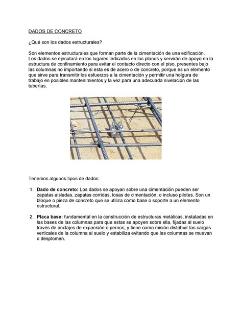 Dados De Concreto Dados De Concreto ¿qué Son Los Dados Estructurales Son Elementos