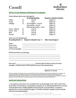 Fillable Online Faa Gov Nl Notice Of Crop Damage And Request For