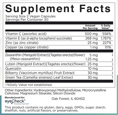 Natural Eye Health Vitamins with Bilberry Zeaxanthin Lutein - Macular