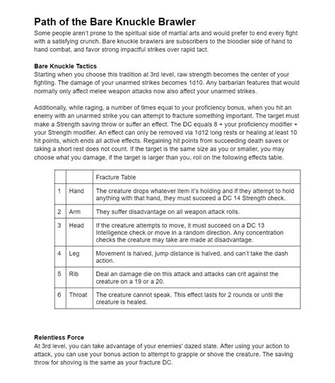 Path Of The Bare Knuckle Brawler Barbarian Subclass Unearthedarcana