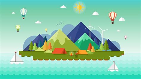 flat design  landscape background  vector art  vecteezy