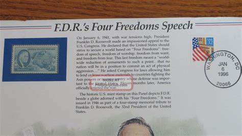 1945 Franklin D Roosevelts Historic Fdr S Four Freedoms Speech Stamp