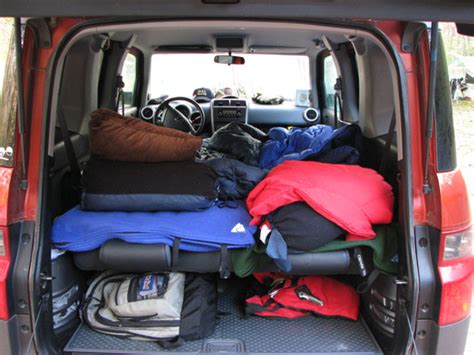 Car camping in honda element