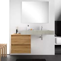 Mobile Bagno Sospeso Cm Con Top Rovere Africa E Lavabo Effetto