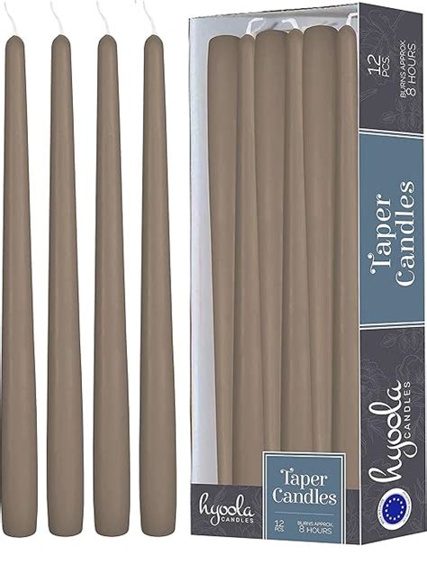 Hyoola Taupe Grey Taper Candles 250 Mm 10 Inch Unscented Dripless Taper Candles 8 Hour