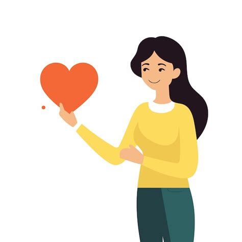 Premium Vector A Woman Holding A Heart