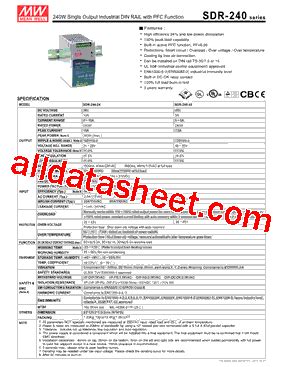 Sdr Datasheet Pdf Mean Well Enterprises Co Ltd