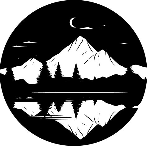 Lake Black And White Vector Illustration Vector Art At Vecteezy