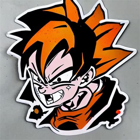 Die Cut Sticker Goku One Piece Style Splatter Paint Stable