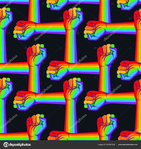 Striped Hand Showing Fist Raised Gay Rights Concept Realistic Style Stock Vector By YAY Images
