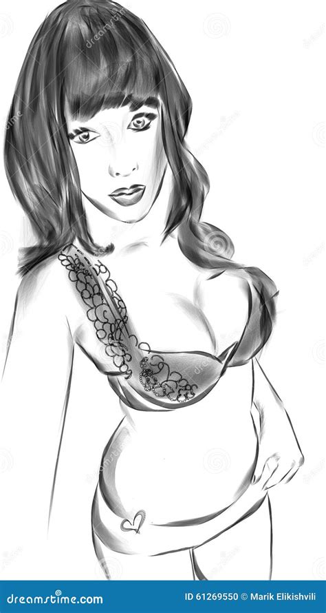 Illustrated Nude Pinup Girl Vector Illustration CartoonDealer