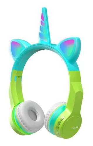 Auriculares Inalambricos Bluetooth Unicornio Luces Led Noga Color Verde