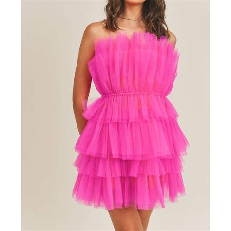 Designer Mable Organza Tube Ruffle Mini Dress In Pink Grailed