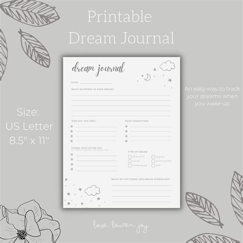 Dream Journal Printable Dream Tracker Printable Dream Analysis Printable 8.5 X 11 PDF - Etsy