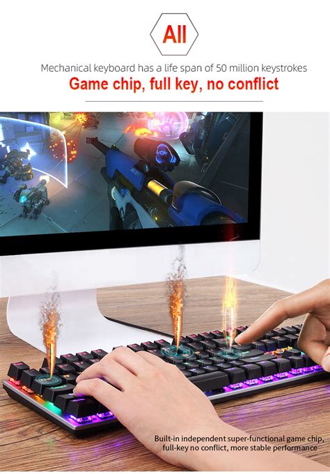 Gaming Keyboard Mice Blue Switch Mechanical Keyboard Mouse Combo 104