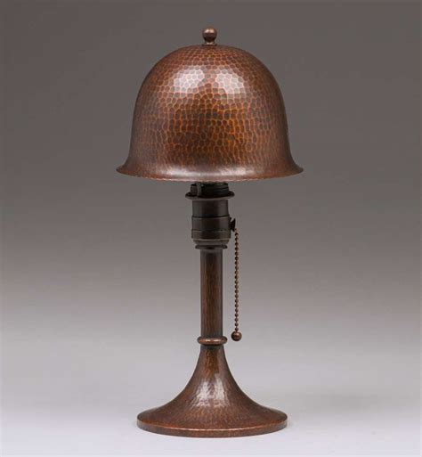 Roycroft Hammered Copper Helmet Lamp C1920s California Historical Design