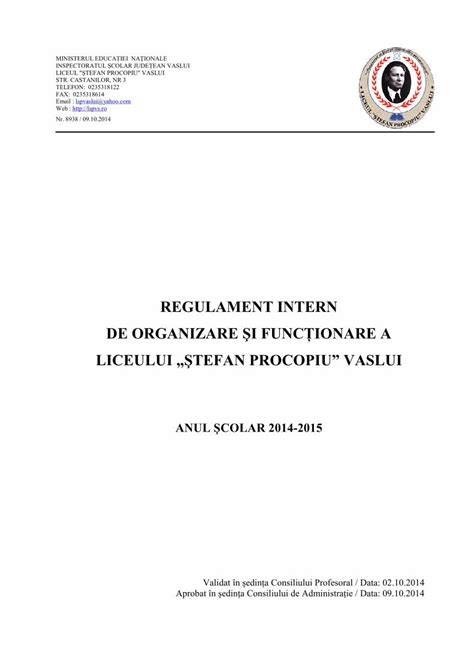 PDF REGULAMENT INTERN DE ORGANIZARE ŞI FUNCłIONARE A lspvs ro