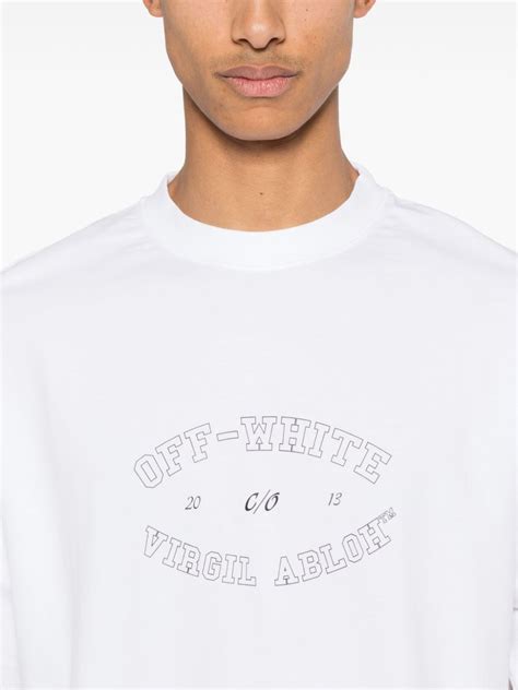 Off White Logo Print Cotton T Shirt White FARFETCH