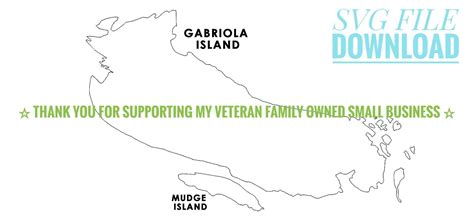 GABRIOLA ISLAND Map Outline SVG Only File Instant Download - Etsy