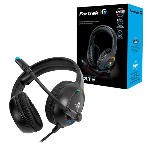 Headset Gamer Fortrek Holt P2 Usb Adaptador P3 Rgb Driver 50mm