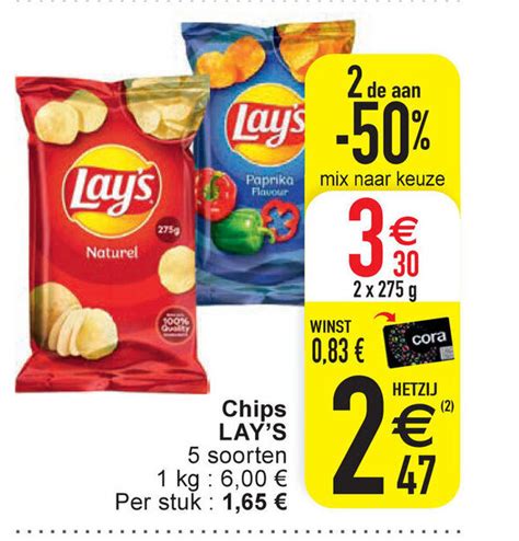 Lay S Chips 5 Soorten 2x275g Promotie Bij Cora