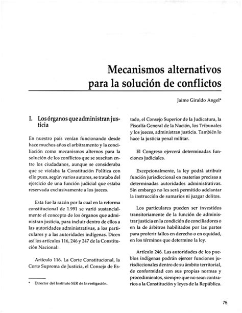 Mecanismos alternativos para la solución de conflictos