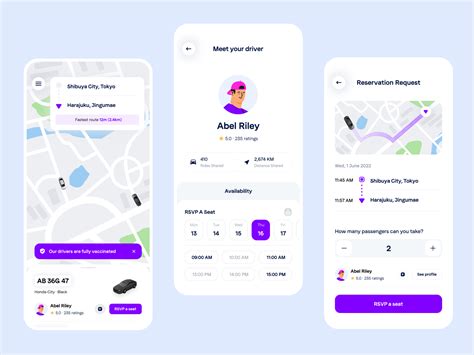 Ride Sharing Carpooling App Mobile App Design Inspiration App