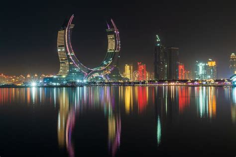 Katara Twin Tower Hotel Lusail Marina Park Doha Qatar Stock Image