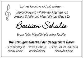 Traueranzeigen Von Bastian Schulte Noz Trauerportal