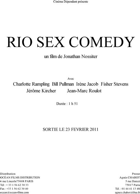 RIO SEX COMEDY Un Film De Jonathan Nossiter Charlotte Rampling Bill