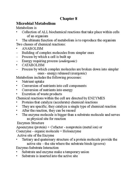 Chapter Microbial Metabolism Chapter Microbial Metabolism